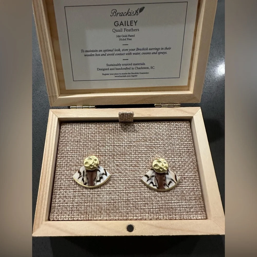 BRACKISH Quail Feather Earrings - Picture 2 of 3